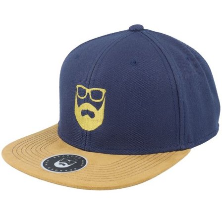 Bearded Man - Blå snapback Keps - Logo Navy/Suede Snapback @ Hatstore