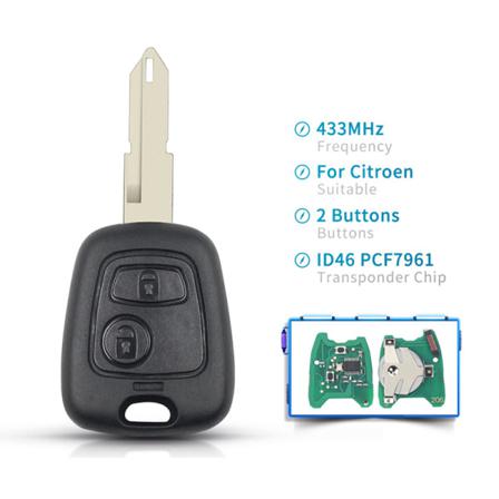Keyyou 2-knappar Ne73 Bladfjärrkontroll För Peuge
