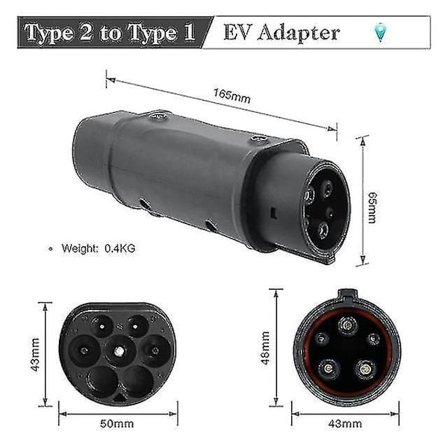 EVSE Typ 2 till Typ 1 EV-adapter 32A enfas kompatibel med Typ-2-laddare Kompatibel elbil med Typ 1-ladduttag - yuhao