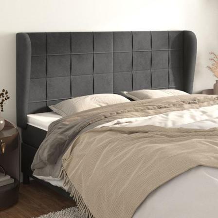 Vidaxl Huvudgavel Med Kanter Svart 163x23x118/128 Cm Sammet Svart