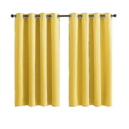 Blackout gule gardiner 2 paneler med øjer til stue (størrelse: 34 * 54 cm)