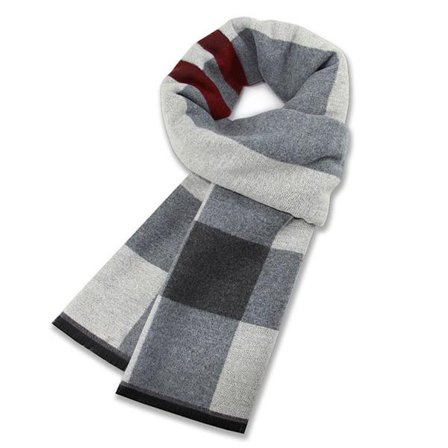 Rutete skjerf med frynser. Mykt og langt bomullssjal for menn, modellnummer jym09