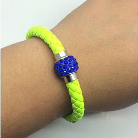 Läderarmband Magnet strass spänne armband