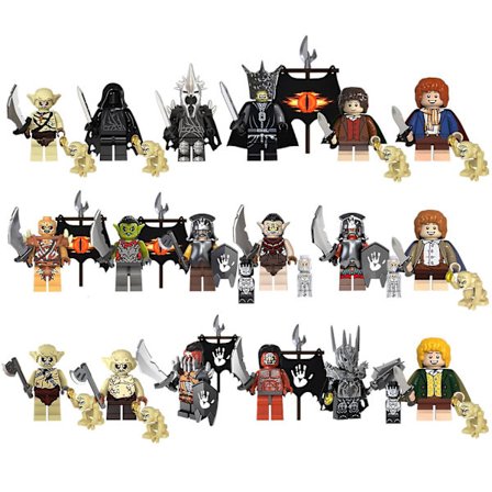 18 st The Lord of the Rings Medeltida Riddare Minifigur Leksakssatser Antik Militär Rustning Orker Soldater Byggklossar