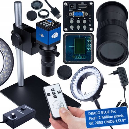 Digitalt Mikroskopsæt Planets Pro 100X – Full HD Kamera HDMI VGA | LED 56x | C-Mount | 40–400 mm | Plug & Play