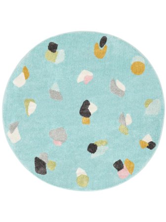 Candy Barnmatta Inom- Och Utomhusmatta Tvättbar Ø 150 Liten Turkos/Flerfärgad Geometrisk Rund