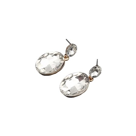 Complement Örhänge Med Hängande Större Fasetterad Sten Örhängen Dam Vit