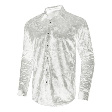 Miesten pitkähihainen samettipaita, napitettava kaulus