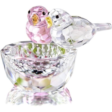 Kristal Dobbelt Fugle Figurer Glas Dyre Ornament Fugle Samling Brevvægt Bord Midterstykke Ornament (Pink og Klar)