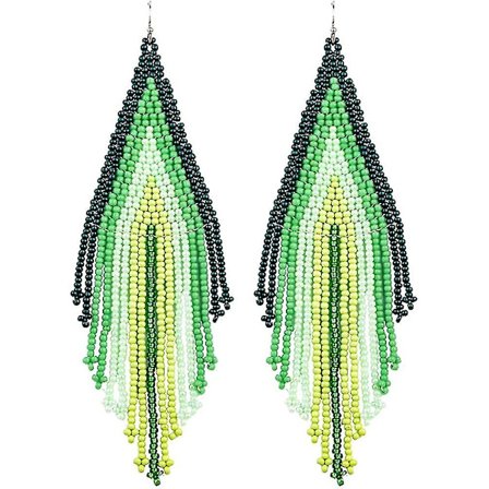 Långa pärlade dinglande örhängen 3 Boho Native handgjorda frö pärla tofs örhängen för kvinnor och flickor, Bohemian Large Statement pärlade droppe Fr,