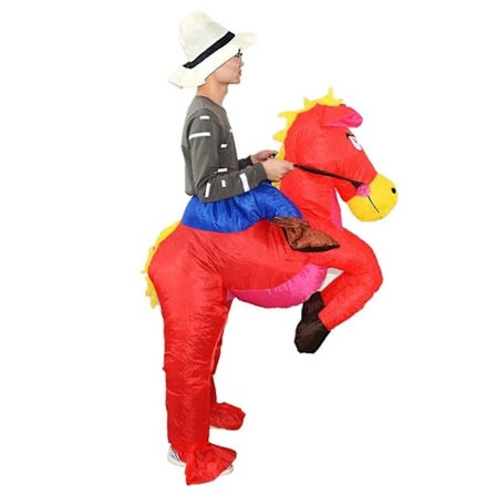 Oppblåsbar hestekostyme Cowboys på hest Kostyme Morsom Nyhet Utkledning Partyantrekk-Perfekt