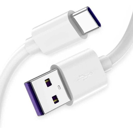 USB-C Opladerkabel - SUFOWVNO - 2 Meter - Kompatibel med Samsung Galaxy - Hvid - Opladning og Dataoverførsel