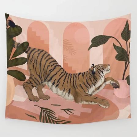 100x150CM Rosa Tiger Gobeläng Ainmal Plant Cartoon Dorm Room