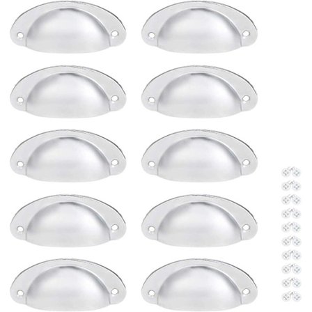 10 Set Vintage Lådhåndtag Antik Messing Shell Cup Håndtag Kabinet Håndtag Møbelknopper Skuffe Trækker Med Skruer db