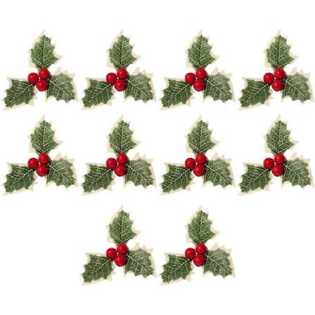 30 kpl Joulukuusen keinotekoisia Holly-marjoja vihreillä lehdillä, tyylikkäät kultaiset marjat joulukuuseen, juhliin ja festivaaleihin