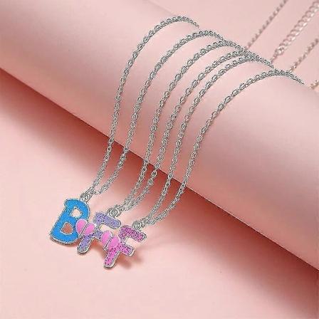 Qpeach 3-pack Hjärta Blomma Fjäril Stjärna Glitter Hänge Bästa Vänner Flickor Bff Halsband Av 3 För Barn Vänskapssmycken Presenter A6 -Yx-Xin S68-01