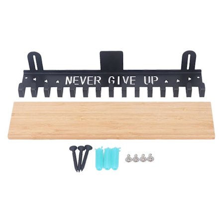 SSRGV Metal Award Display Trophy Shelf Bamboo Trophy Shelf Metal Wall Mounted Medal Display Hanger