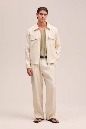 NN.07 Kay Hose Herren Weiß Leinenmix