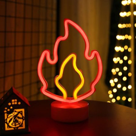 Flamme Neon Lys Batteri/USB Strømdrevet Rød Neon Kunst Dekoration Til Soveværelse, Bar