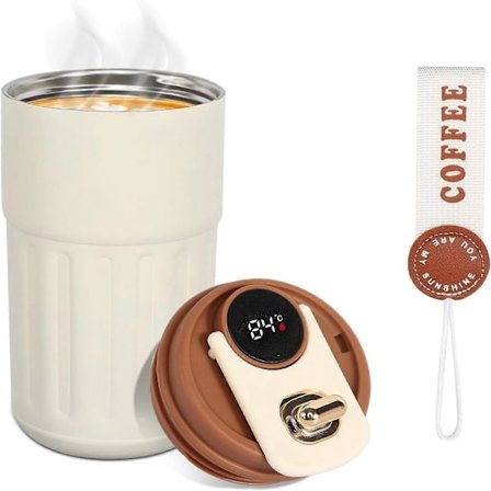 Vattenflaska Rostfri Stålflaska för Varm Dryck 450mL, Isolerad Kaffemugg Resemuggar för Varma Drycker Muggvärmare Termosmugg Termokopp