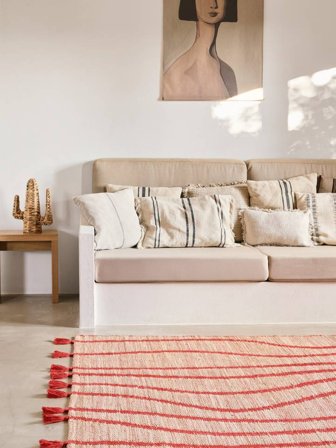 Alfombra Para Interiores/Exteriores Waves - Beige/Rojo 200X300 De Estilo Rústico