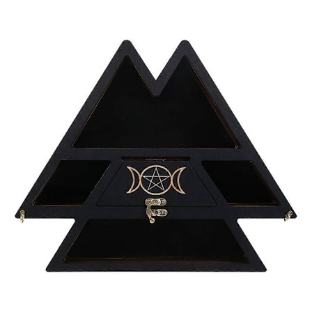 Trä Pyramid Vägg Hylla Kristall Display Rack Flytande Hylla för Vardagsrumsdekoration