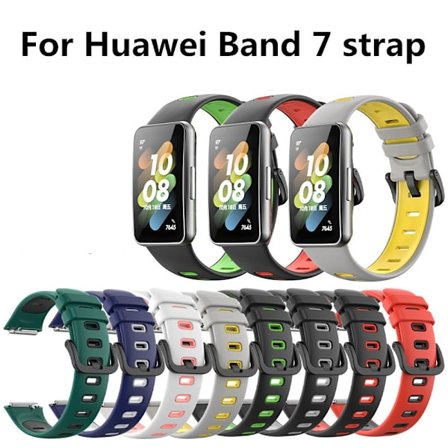 För Huawei Band 7 Silikon Andningsrem SVART&GRÖN black&green