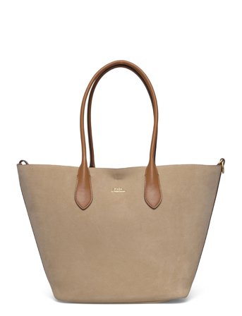 Polo Ralph Lauren Calfskin Suede Medium Bellport Tote - Beige - ONE SIZE
