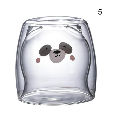 Tecknad Bear Cup Dubbellager Transparent Glas Cups Kaffe Mugg Par Gåvor 5