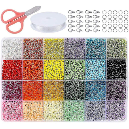 Glasperler 24 farver Små perler sæt Armbånd perler til smykkefremstilling(4MM 5000stk)