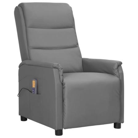 Vidaxl Massagefåtölj Med Uppresningshjälp Grå Konstläder Grå
