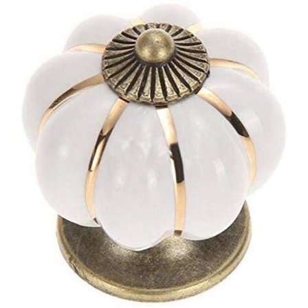 5 st Pumpa Handtag Knopp Skåp Möbelknopp Dörrhandtag Möbelknoppar Keramik Porslin Blomma Möbel Vit