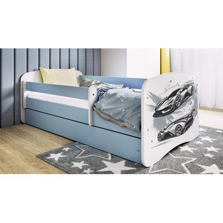 Kocot Kids Barnsäng - Babydreams Blå Med Låda Och Madrass - Sportbil 160x80 Cm - Litenleker