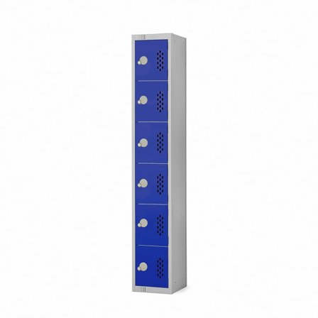 Perforated door locker, 6 door, 1800x300x450 mm, dark blue