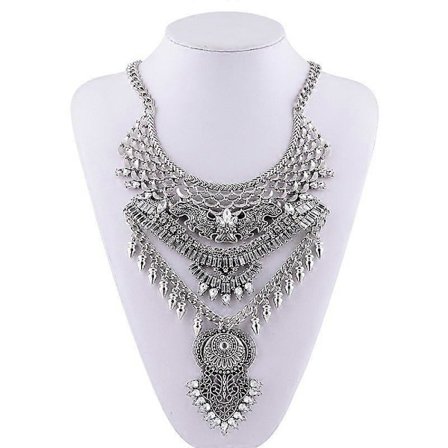 Halskæde til kvinder, lang frynset tyk boho punk halskæde