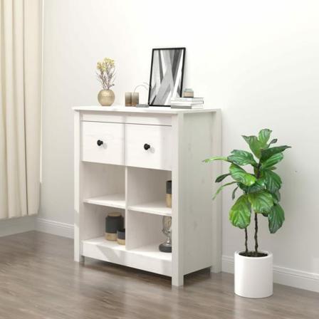 Vidaxl Skänk Vit 70x35x80 Cm Massiv Furu Vit