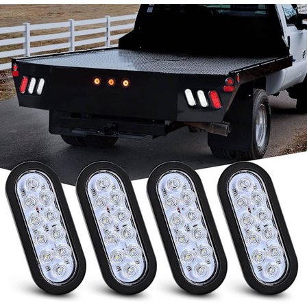 6" Ovale LED Trailer Baglygter 10 LED med Flush Mount Grommets Stik Stop Sving Baglygte Reverse Back Up Trailer Lys til RV Truck Jeep (TL-25)