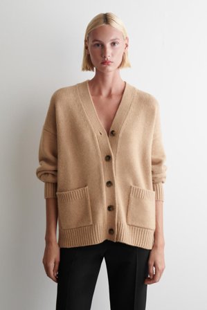 COS Women's Oversized Merino Wool Cardigan in Beige