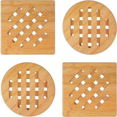 4 stk. - Brikker - Grydelapper - Bambus brikker - Brikke - varmebestandig bambus brikke - skridsikker