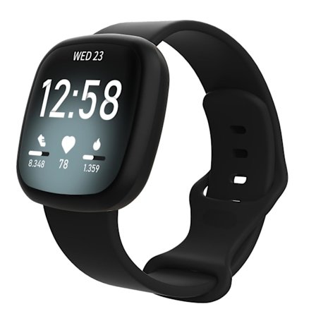 Svart Svart kompatibel med Fitbit Versa 3 / Sense Silikon Klokkereim, Størrelse: S Størrelse: S