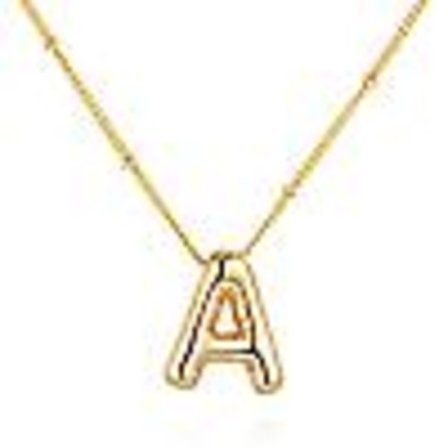 Boble Bokstav Halskjede Ballong Initial Halskjeder For Kvinner Jenter Delikat Alfabet Anheng Gullbelagt Puffet Navn-A