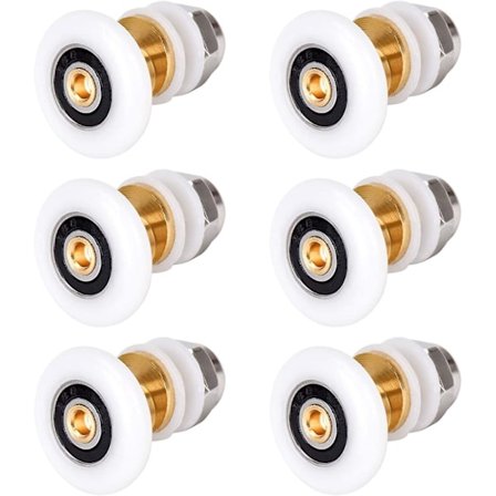 6 stk dusjrull, diameter 25 mm for baderomsglasskyvedør