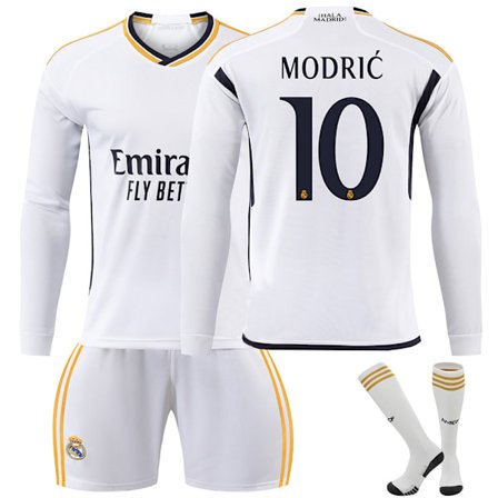 Real Madrid Hjemmefotballdrakt med Lange Ermer Sett for Barn 23-24