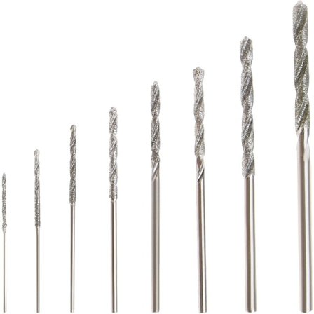 8 stk diamantbor 0,8/1,0/1,2/1,5/1,8/2,0/2,5/3,0 mm