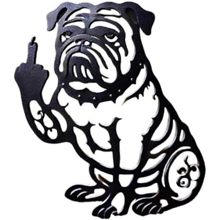 Rolig Bulldog Trädgårdsdekoration i Metall, Fransk Långfinger Bulldog Dekorativa Trädgårdsdekorationer, Utomhus Svart Valpsilhuett Prydnad Trädgård 