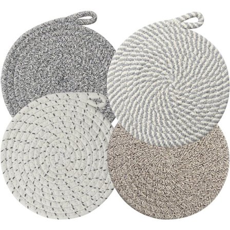 Sett med 4 varmebestandige isolasjonsmatter - varmebestandig bomullsmatte - rund bordbrikke (20 cm)