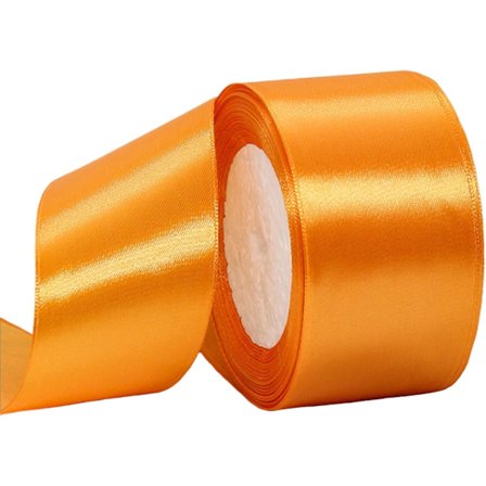 Orange bånd 50 mm til gaveindpakning, 22 m, orange satinbånd 50 mm bredt stofbånd til at lave kagebånd, hårsløjfe, polyesterbånd jul