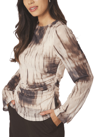 Neo Noir Lenida Faded Mesh Blouse Blusar Dam Brun 44