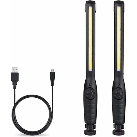 Oppladbar COB arbeidslys lommelykt, 2 stk