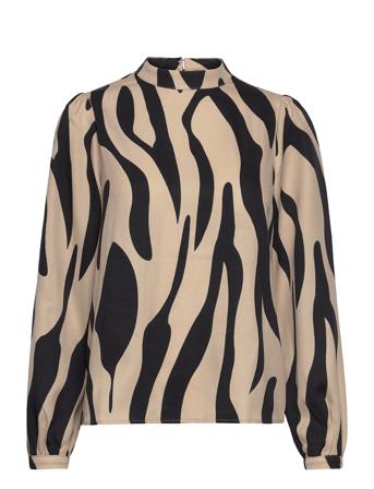 Vilola L/S High Neck Top Bluse Langermet Multi/mønstret Vila